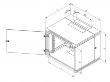 Rack Triton 19" dvojdílný 12U/600mm prosklené dveře, šedý  