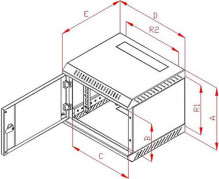 Rack Triton 10" jednodílný 4U/260mm prosklené dveře, šedý  