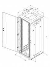 Rack Triton 19'' stojanový, 45U/800x1000, prosklené dveře, šedý, typ RT  