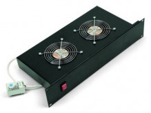 Ventilační jednotka Triton 19" Horizontální 220V/30W, 2U, 2x ventil, termostat, černá  