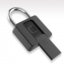 iQtech iLock P10BFK, Visací zámek se čtečkou otisků prstů s Bluetooth a klíčem  