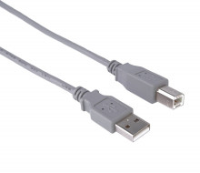 Kabel USB 2.0 A-B, 5 m, šedý  