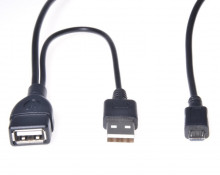 Kabel  USB A/female+USB A/male - Micro USB/male OTG  