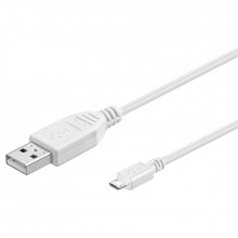 Kabel PremiumCord micro USB 2.0, A-B 2m, bílá  