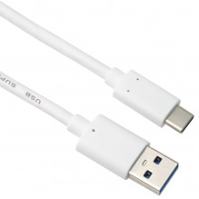 Kabel USB-C - USB 3.0 A (USB 3.2 generation 2, 3A, 10Gbit/s) 0,5m bílý  