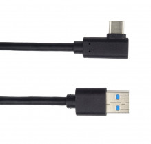 Kabel USB typ C/M - USB 3.0 A/M zahnutý konektor 90°, 1 m  