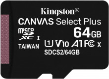 Paměťová karta Kingston Canvas Select Plus  A1 64GB microSDXC, Class 10, 100MB/s, bez adaptéru 