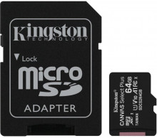 Paměťová karta Kingston Canvas Select Plus  A1 64GB microSDXC, Class 10, 100MB/s, s adaptérem 