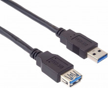 Kabel USB 3.0 A-A 0,5 m A(M)- A(F) prodlužovací, černý  