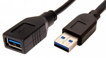 Kabel USB 3.0 A-A 0,8m A(M)- A(F) prodlužovací, černý  