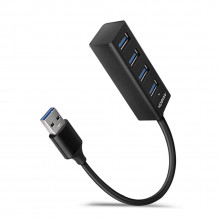 USB hub AXAGON HUE-M1A 4x USB 3.2 Gen 1 MINI hub, kovový, kabel USB-A 20cm  