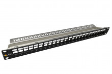 Patch panel Solarix modulární neosazený 24 portů, černý 1U  