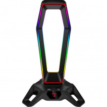 Herní hub a stojan Yenkee YHB 3000 RGB, 3x USB, podsvícený, černý  