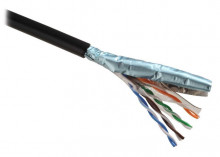 Kabel Solarix FTP Cat5e drát 100m PE venkovní  