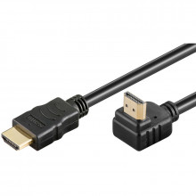 Kabel HDMI High Speed+Ethernet zlacený zahnutý konektor 90° 1m  