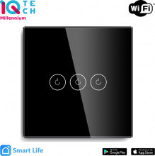 iQtech Millennium NoN WiFi, 3x vypínač Smartlife, černý 