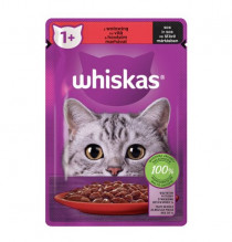 WHISKAS kapsička s hovězím ve šťávě  85g 