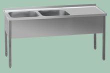 MSDOP 7019 - Stůl mycí 190 -x70x90 - 2x dřez 40x50x30 odkapávací plocha pravá 
