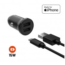 Set FIXED autonabíječky s 2xUSB výstupem a USB/Lightning kabelu, 1 metr, MFi certifikace, 15W Smart  