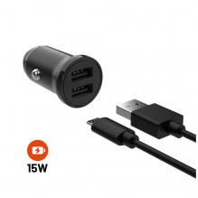 Set FIXED autonabíječky s 2xUSB výstupem a USB/micro USB kabelu, 1 metr, 15W Smart Rapid Charge, čer 