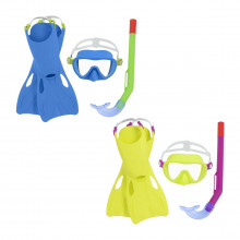 Set Bestway šnorchovací dětský Essential - ploutve, brýle, šnorchl (žluto-růžová, modro-zelená) 