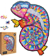 Puzzle Puzzler dřevěné, barevné - Hypnotický chameleon 