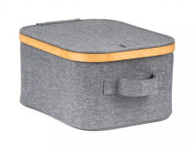 Úložný box G21 24 x 30 x 15 cm, bambusový s víkem, šedý 