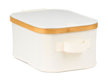 Úložný box G21 24 x 30 x 15 cm, bambusový s víkem, béžový 