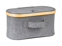 Úložný box G21 30 x 15 x 15 cm, bambusový s víkem, šedý 