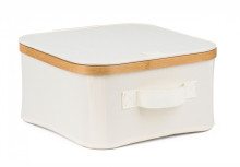 Úložný box G21 30 x 30 x 15 cm, bambusový s víkem, béžový 