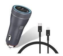 Adaptér CONNECT IT InCarz DUPLEX do auta, 2x USB-C, 1x Lightning 
