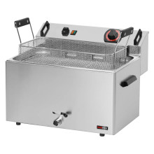 Fritéza elektrická 0,56 kW/l, 16 l stolní s výpustí 400 V | REDFOX - FE 30 T 