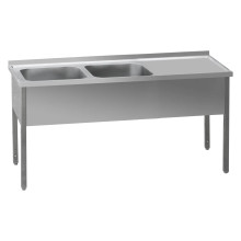 Stůl mycí 160x70x90 - 2x dřez 50x40x30 odkapávací plocha pravá | REDFOX - MSDOP 7016 