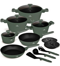 Sada nádobí Berlingerhaus s titanovým povrchem 15 ks Matte Green Collection 
