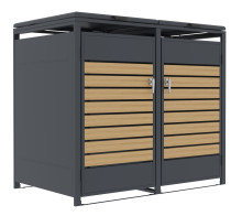 Přístřešek na popelnice G21 132x117x80 cm, antracitový s dekorem dřeva 