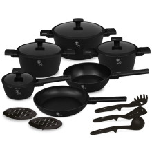 Sada nádobí Berlingerhaus s titanovým povrchem 15 ks Matte Black Collection 